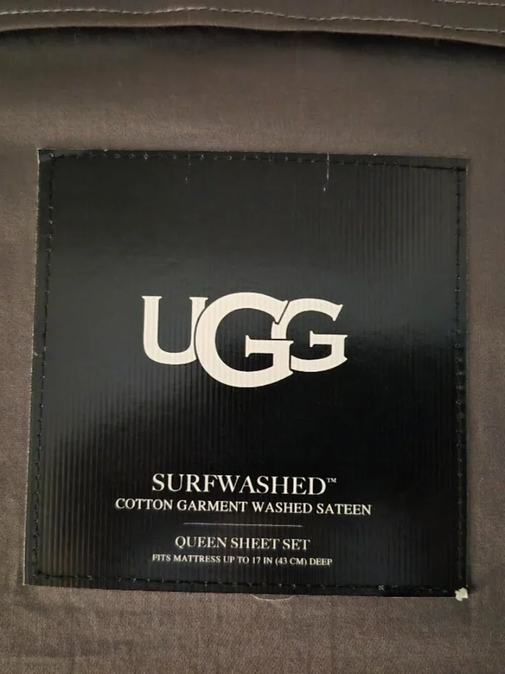 UGG Surfwashed/ Sunwashed Cotton Sateen Sheets, Queen, Charcoal, New with Tag
